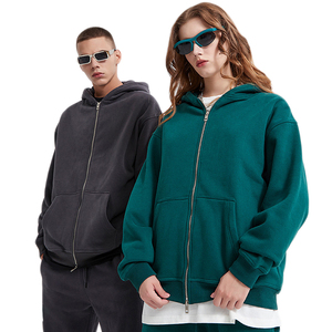 Nueva sudadera personalizada con cremallera de doble extremo para mujer, sudaderas con cremallera, cárdigan de lana de gran tamaño, Sudadera con capucha para hombre de peso pesado - Product Image 2