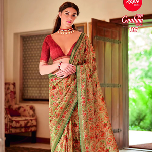 ผ้าไหมวาร์ลี่พิมพ์ลายส่าหรีแบบดั้งเดิมส่าหรีอันงดงามสำหรับงานแต่งงานและเทศกาลทางวัฒนธรรม - Product Image 1