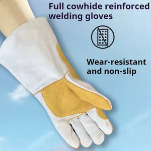 Guantes protectores de cuero de vaca de alta calidad 2025 Guantes de soldadura resistentes a la abrasión de Seguridad Premium para uso diario - Product Image 4