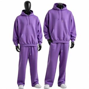 Chándal con capucha hecho a medida, pantalones de entrenamiento de alta elasticidad de calidad superior y chaqueta con capucha, conjunto de chándal de peso pesado tejido para hombre - Product Image 2