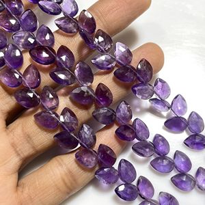 Precio de fábrica amatista facetada pera y hoja forma Briolette cuentas de piedras preciosas naturales para la fabricación de joyas - Product Image 2