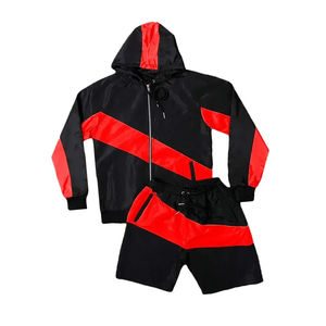 Conjunto de pantalones cortos cortavientos con bloque de Color personalizado 2024, chándal para hombre y mujer para el trabajo, nuevo diseño, conjunto corto personalizable - Product Image 5