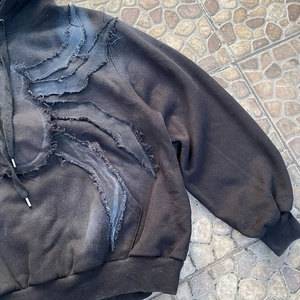 Sweat à capuche pour homme 100% coton, imprimé numérique, broderie et strass, design streetwear, sweat à capuche brodé pour homme - Product Image 4