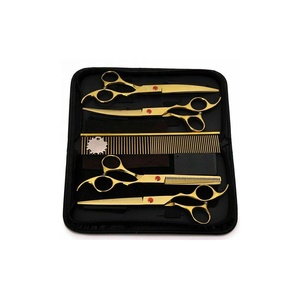 Ensemble de ciseaux de barbier professionnels en acier inoxydable avec manche en céramique pour gaucher, pour la coupe de cheveux, salon de beauté et usage domestique - Product Image 1