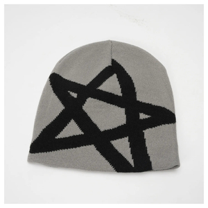 Trendy Pentagram Beanie <b>Hat</b> Soft Knit Winter Skull Cap Unisex <b>Warm</b> Headwear For Fashion Street Style - Product Image 2