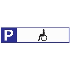 Señalización de Estacionamiento para Discapacitados de Aluminio Blanco/Azul/Negro, 460x110 mm, para Jardín y Césped - Product Image 1