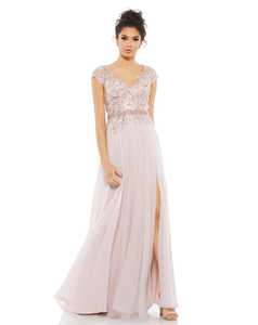 Robe de soirée à col en V profond, forme trompette/sirène, broderie, perles, paillettes, motif floral, robe de bal sans manches, charmante pour les fêtes - Product Image 2