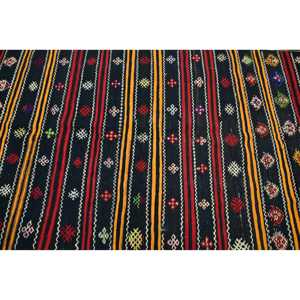 พรมตุรกีขนาด 4.6x9.9 ฟุต, พรมวินเทจขนาดใหญ่, พรมขนสัตว์สีดำลายอิคัต - Product Image 5