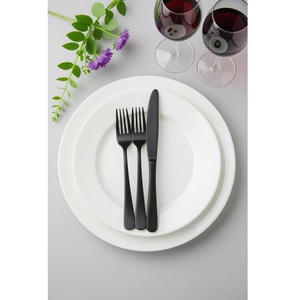 Ensemble de couverts en acier inoxydable durable Vaisselle finie noire de luxe Durable et élégante pour les tables à manger de mariages et banquets - Product Image 2