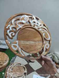 Bandeja con incrustaciones de fregona de madera de Acacia de estilo árabe hecha a mano, bandeja para servir postres de madreperla para sala de estar, regalo de Ramadán Eid India - Product Image 4