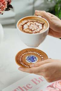 Best Selling Handmade Rattan Placemats and <b>Coasters</b> Set - Stylish Bamboo and Wicker with <b>Ceramic</b> Drink <b>Coasters</b> - Product Image 5