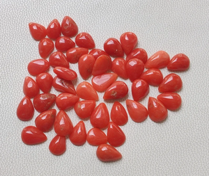 พลอยปะการังลูกแพร์สีแดงธรรมชาติอัญมณีหลวมขัดเงาเรียบเนียนพร้อมสำหรับเครื่องประดับ - Product Image 3