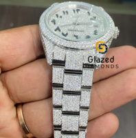 Montre de luxe pour femme style Hip Hop, sertie de moissanite, clarté VVS, mouvement ETA, analogique, verre, acier inoxydable, jour/date, édition limitée