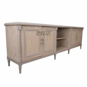 Meuble TV classique en bois clair avec armoires de rangement - Product Image 5