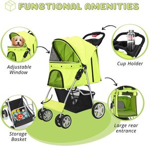 TH-PSP-229 tout nouveau design de haute qualité de fabricant de poussette pour animaux de compagnie avec cadre en acier chariot pour animaux de compagnie avec roue de rotation - Product Image 3