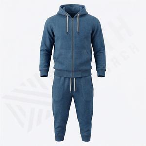 Survêtement pour homme à jambe fuselée ajustée, fermeture éclair intégrale, idéal pour les séances de sport, style streetwear moderne, vêtements de sport d'hiver - Product Image 1