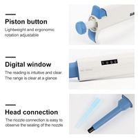 Pipette de laboratoire réglable en plastique, monocanal, avec support pour pipette, ensemble de pipettes