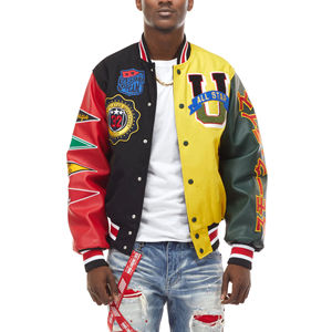 แจ็คเก็ตบอมเบอร์ผ้าซาตินแบบยูนิเซ็กซ์สำหรับฤดูหนาวปี 2026 ปักลาย แต่งแขนหนังเชนิลล์ ไซส์พลัส ขายดี พร้อมฮู้ดผ้าขนสัตว์ ติดกระดุม - Product Image 1