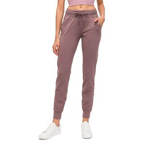Salopette 100% coton sur mesure unisexe gris sueur ceinture élastique poids lourd coupe ample pantalon pour femme à l'avant plat - Product Image 3