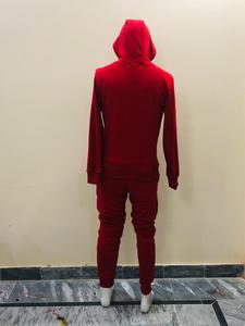 Chándal para hombre, chándal para correr, chándal con logotipo personalizado, chaqueta, chándales para hombre, algodón teñido rojo, hecho liso - Product Image 5