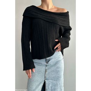 เสื้อสเวตเตอร์แบบมีโครงเปิดไหล่ของผู้หญิงฮิราซคอรมควันพับได้ - Product Image 2