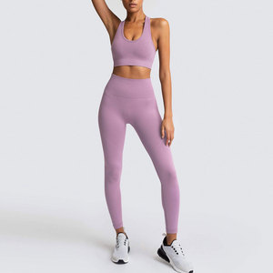 Nouveauté : Fournisseur de vêtements de yoga, vêtements de sport à séchage rapide pour femmes, ensembles de yoga à motif uni, logo frontal pour le fitness et longueur courte - Product Image 6