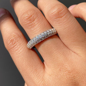 Bague de mariage élégante et intemporelle, cadeau de bijoux de mariée, 2 carats au total, diamant de laboratoire taille ronde, alliance éternelle complète en or 14 carats - Product Image 1