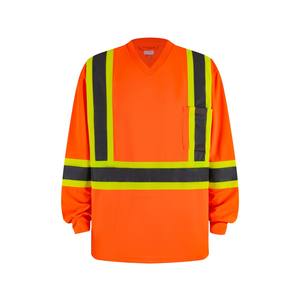 T-shirt de sécurité haute visibilité pour hommes, classe 3 ANSI, type R, manches longues, dos en X, réfléchissant, pour la construction - Product Image 3