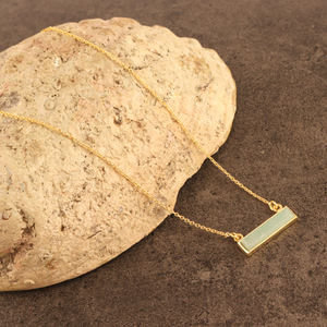 Collar con colgante de amazonita natural en forma de barra, cadena de cable chapada en oro, joyería a granel - Product Image 2