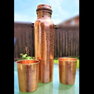 Botella de cobre hecha a mano para Yoga, juego de vidrio, regalo de bienestar, Yoga, Fitness, regalo perfecto - Product Image 1