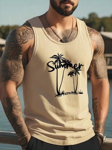 Formal Men's Tank Top with Embroidery 100% Cotton Summer Outdoor Sports Sleeveless Top - Product Image 4