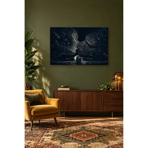 ภาพพิมพ์บนผ้าใบคู่รักจูบกันบนดวงดาวและพระจันทร์เสี้ยว - Product Image 5