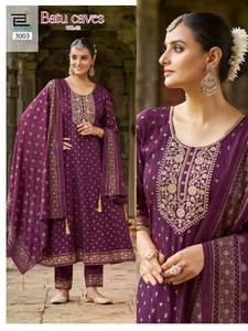 Blue Hills Batu Caves Vol 3 Collection Style indien pakistanais rayonne broderie femmes Kurta/Kurti séchage rapide fête porter bleu - Product Image 5