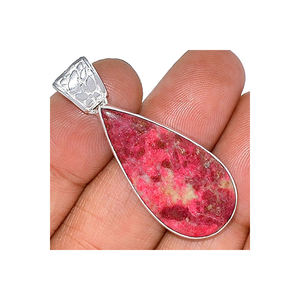 100% piedra preciosa de thulita Rosa Natural 925 colgante de plata esterlina joyería fina al por mayor proveedor indio fábrica directa OEM ODM - Product Image 1