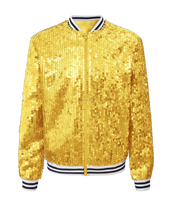 Qualité supérieure Street Fashion Zip Up Fond flexible Deux poches Style Holographique Sequin Danse Porter Unisexe Bomber Vestes