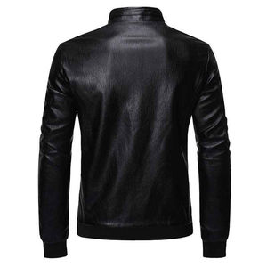 Chaqueta de cuero de diseño personalizado de alta calidad para hombre, ropa de moda de invierno con tela de lona, recién llegado con posicionamiento de logotipo frontal - Product Image 6