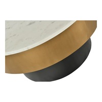 Mesa de Centro Moderna de Lujo Ecológica con Cubierta de Mármol Blanco y Vidrio, Base Negra Chapada en Oro, Mueble de Sala de Estar con Estructura Metálica
