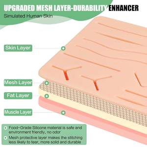 Coussinets de suture en silicone 3 couches améliorés résistant à la déchirure 14 plaies Instrument médical manuel pour la pratique de suture des étudiants en médecine - Product Image 2