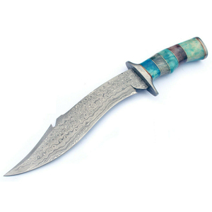 Cuchillo de caza de acero de Damasco personalizable de la mejor calidad con mango de hueso de camello fuerte Nuevo diseño Bowie de moda compatible con OEM - Product Image 1