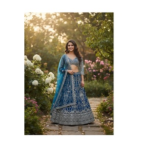 Filet à papillons au design élégant Lehenga Choli avec séquence de broderie pour la fonction de mariage et l'utilisation de vêtements de fête pour l'exportation en vrac - Product Image 1