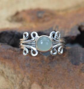 Anillo de piedras preciosas de Aguamarina, joyería para mujer, joyería de estilo bohemio de plata, anillo hecho a mano de tendencia de Plata de Ley 925, regalo para ella - Product Image 2