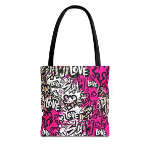 Bolso Tote Chic Urbano 'Slay' con Diseño Vibrante de Grafiti, Estilo Amoroso, Resistente al Agua, de Cuero PU, Cierre Abierto, Poliéster para Verano y Otoño - Product Image 1