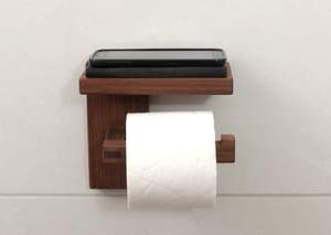 Organizador de Baño Rústico de Madera, Portarrollos de Papel Higiénico y Toallero Combinados, Soporte de Toallas de Pared Estilo Rústico - Product Image 4