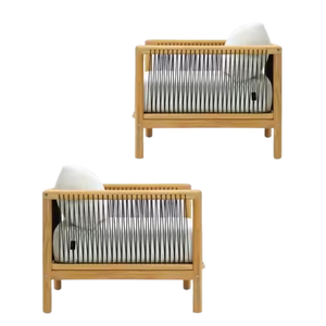 เก้าอี้ไม้สักกลางแจ้งพร้อมเชือกหนึ่งที่นั่งเก้าอี้โซฟาพร้อมเบาะนั่งสบายมาก - Product Image 6