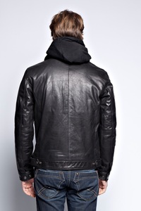 Chaqueta de cuero para moto de invierno para hombre, diseño personalizado, cremallera, estilo bombardero informal, acabado con capucha, tela vaquera, OEM, venta al por mayor - Product Image 5