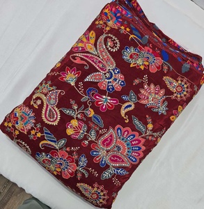 Pure natural crep position print <b>embroidery</b> work viscose fabric make to fancy dress <b>material</b> - Product Image 3