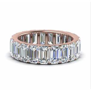 Romántico corte esmeralda diamante eternidad banda oro amarillo joyería fina patrón geométrico rodio chapado en oro puro para compromiso - Product Image 3