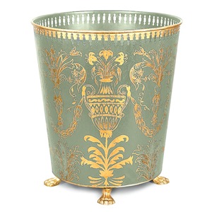 Poubelle en métal avec une belle impression numérique avec des pieds en laiton. - Product Image 1