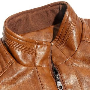 Chaqueta de cuero de moda para hombre con acabado encerado sólido estilo de ropa de abrigo de invierno casual adecuado para la calle y trajes relajados - Product Image 4