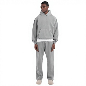 2026OEM Custom Logo Men's Casual Solid Oversized 100% Polyester Fleece Tracksuit Private Label Wholesale - Product Image 4